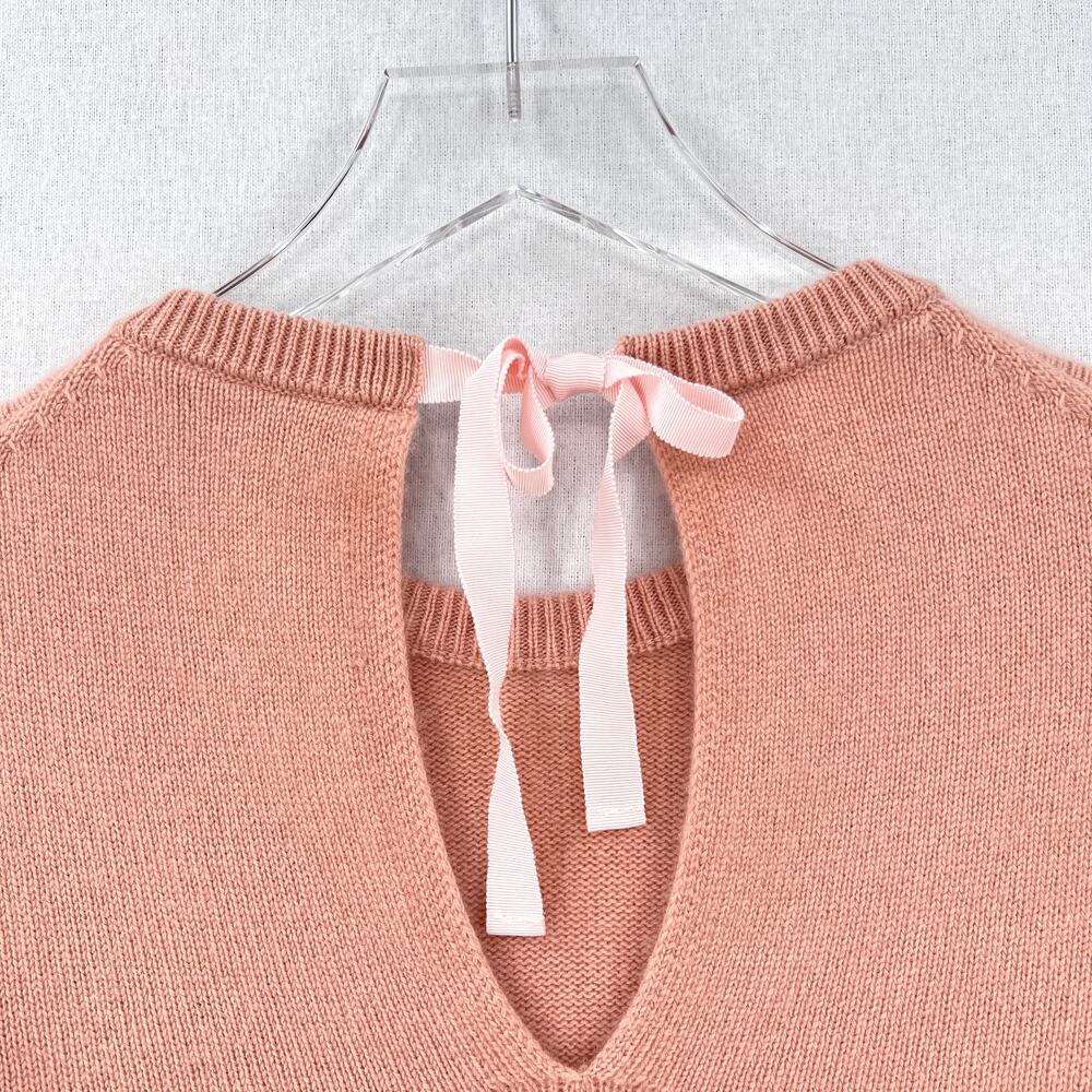 THEORY Salomina Tie Back Cashmere Sweater Women Small Pink Crew Neck Long Sleeve - Picture 9 of 15